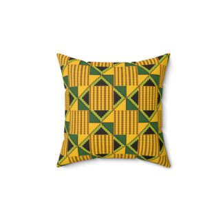 Kente Gold Throw Pillow | African Kente Print Decorative Cushion