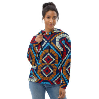 Adire Diamond Ankara Print Hoodie | All-Over African Print Pullover