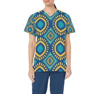 Ankara Print Scrub Top | Women's All-Over African Print Medical Scrub